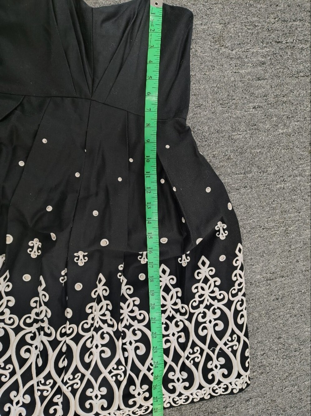 White House Black Market Black and White Strapless Midi Dress